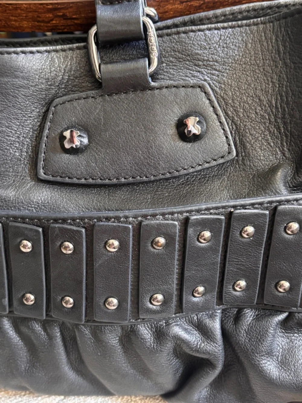 TOUS Studded Leather Bag Black